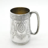 Victorian Sterling Silver Floral Pattern Tankard Mug Antique 1880 Exeter