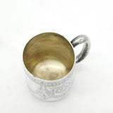 Victorian Sterling Silver Floral Pattern Tankard Mug Antique 1880 Exeter
