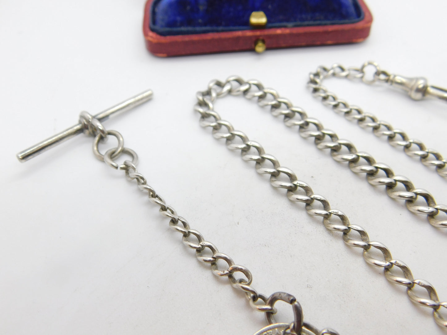 Sterling Silver Graduating Albert Link Watch Chain 1930 Chester Antique Art Deco