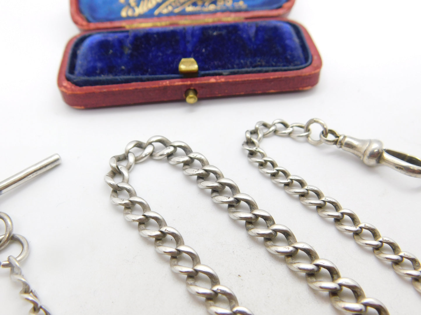 Sterling Silver Graduating Albert Link Watch Chain 1930 Chester Antique Art Deco