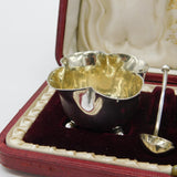 Boxed Edwardian Set of Sterling Silver Salt Cellars Antique 1906 London W. Hutton & Sons