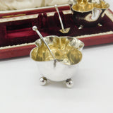 Boxed Edwardian Set of Sterling Silver Salt Cellars Antique 1906 London W. Hutton & Sons