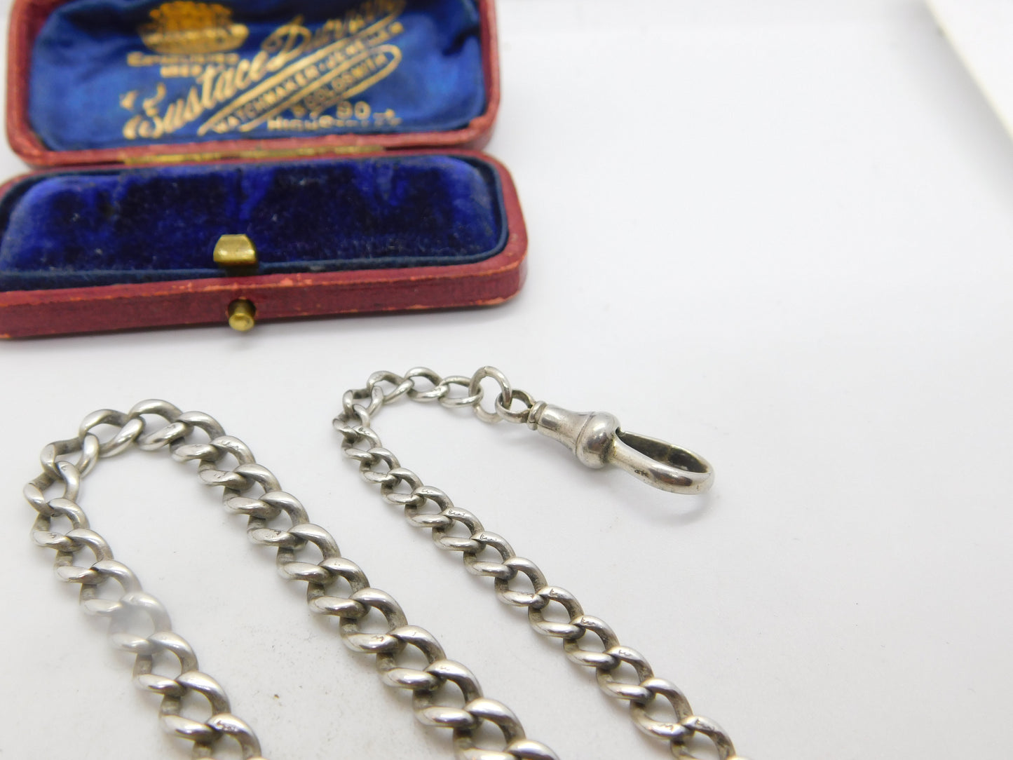 Sterling Silver Graduating Albert Link Watch Chain 1930 Chester Antique Art Deco