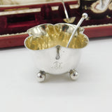 Boxed Edwardian Set of Sterling Silver Salt Cellars Antique 1906 London W. Hutton & Sons