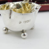 Boxed Edwardian Set of Sterling Silver Salt Cellars Antique 1906 London W. Hutton & Sons