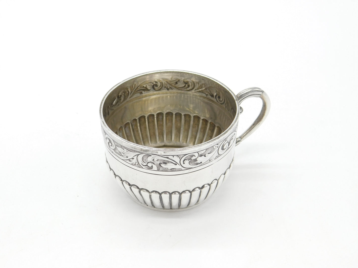 Victorian Sterling Silver Floral Pattern Teacup Antique 1893 London Mappin Webb