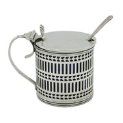 Edwardian Sterling Silver Pierced Mustard Pot Antique 1904 Sheffield