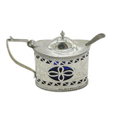 Edwardian Sterling Silver Floral Pierced Mustard Pot Antique 1907 Birmingham