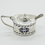 Edwardian Sterling Silver Floral Pierced Mustard Pot Antique 1907 Birmingham