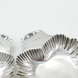 Victorian Pair of Sterling Silver Leaf Pattern Butter Dishes 1894 Birmingham