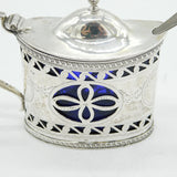 Edwardian Sterling Silver Floral Pierced Mustard Pot Antique 1907 Birmingham