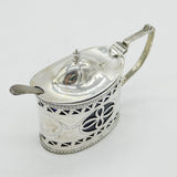 Edwardian Sterling Silver Floral Pierced Mustard Pot Antique 1907 Birmingham
