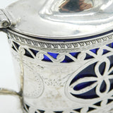Edwardian Sterling Silver Floral Pierced Mustard Pot Antique 1907 Birmingham