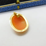 14ct Yellow Gold & Carved Shell Cameo Classical Lady Pendant Vintage c1970