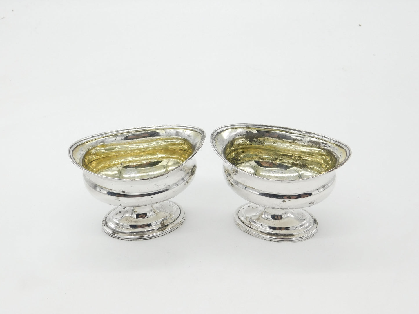 Georgian Pair Sterling Silver Pedestal Salt Cellars 1798 London Ebenezer Coker