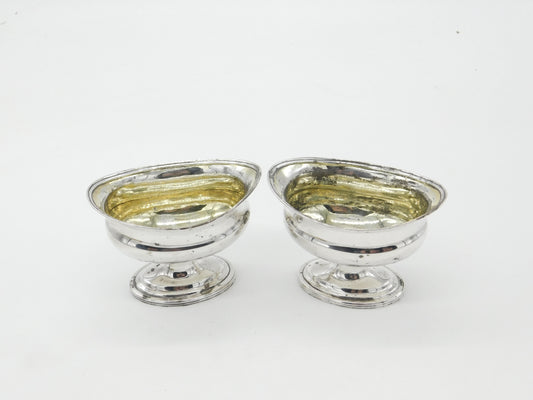 Georgian Pair Sterling Silver Pedestal Salt Cellars 1798 London Ebenezer Coker