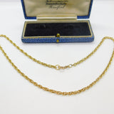 9ct Yellow Gold Essential Rope Chain Necklace Vintage c1970 16" Length