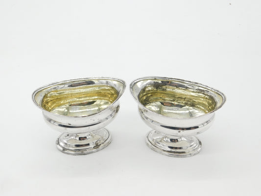 Georgian Pair Sterling Silver Pedestal Salt Cellars 1798 London Ebenezer Coker