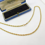 9ct Yellow Gold Essential Rope Chain Necklace Vintage c1970 16" Length