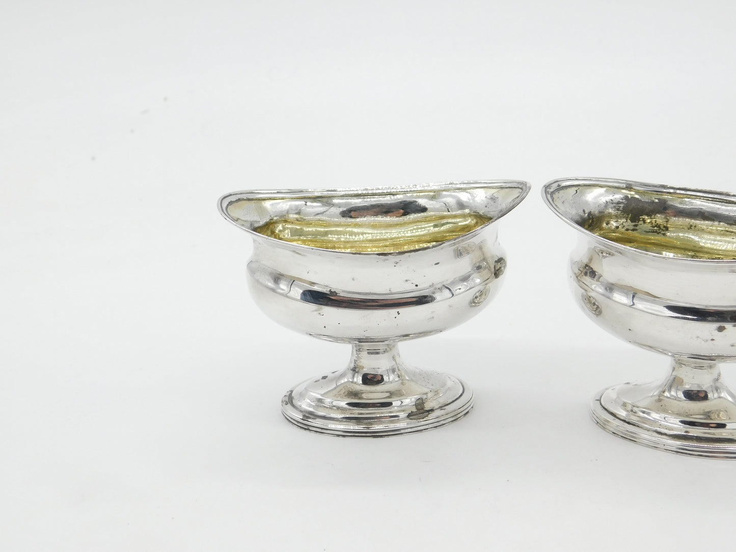 Georgian Pair Sterling Silver Pedestal Salt Cellars 1798 London Ebenezer Coker