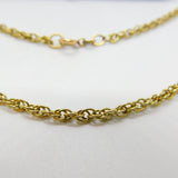 9ct Yellow Gold Essential Rope Chain Necklace Vintage c1970 16" Length