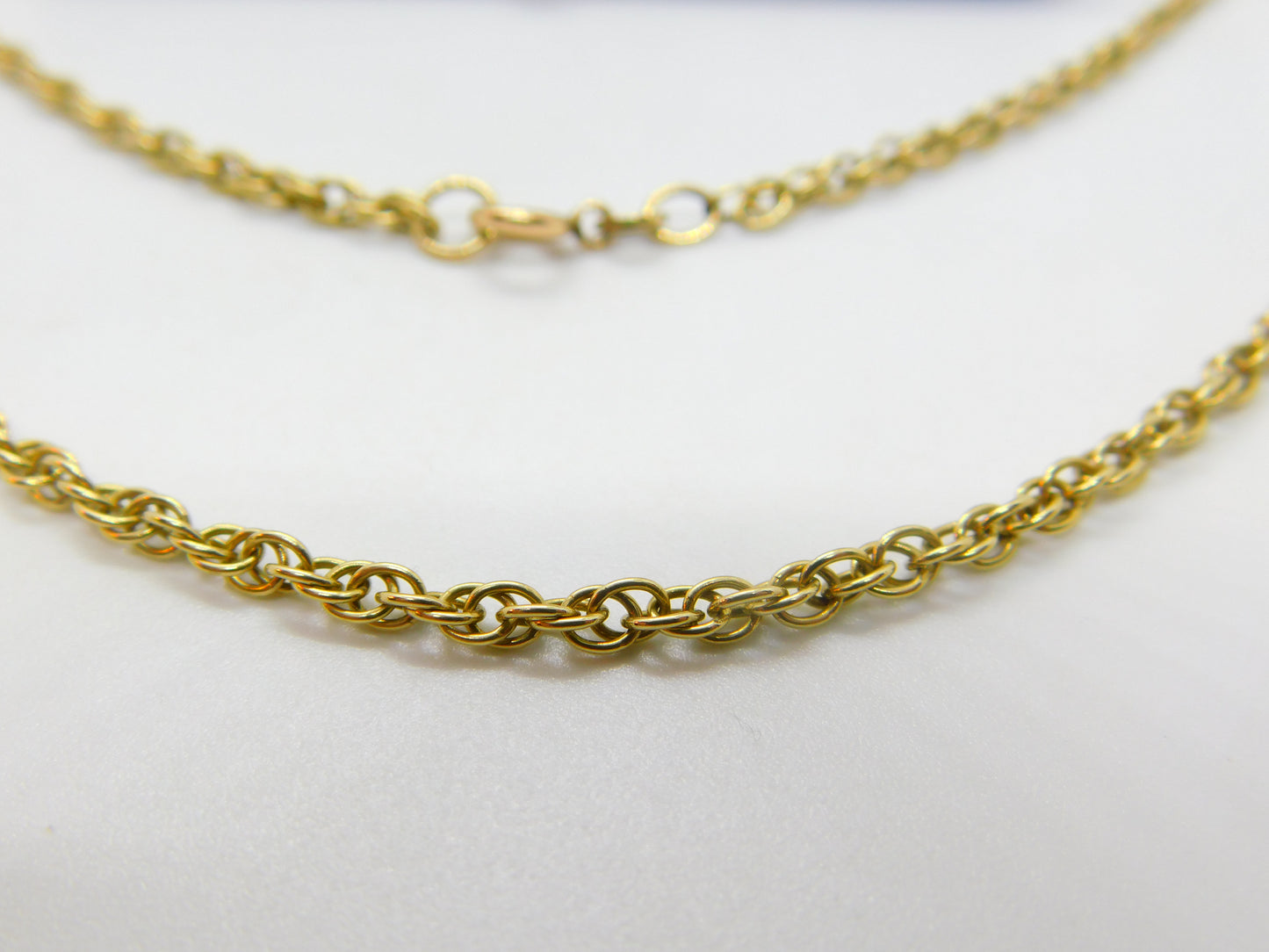 9ct Yellow Gold Essential Rope Chain Necklace Vintage c1970 16" Length