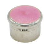 Sterling Silver Pink Guilloche Enamel Trinket Pot Antique 1916 London