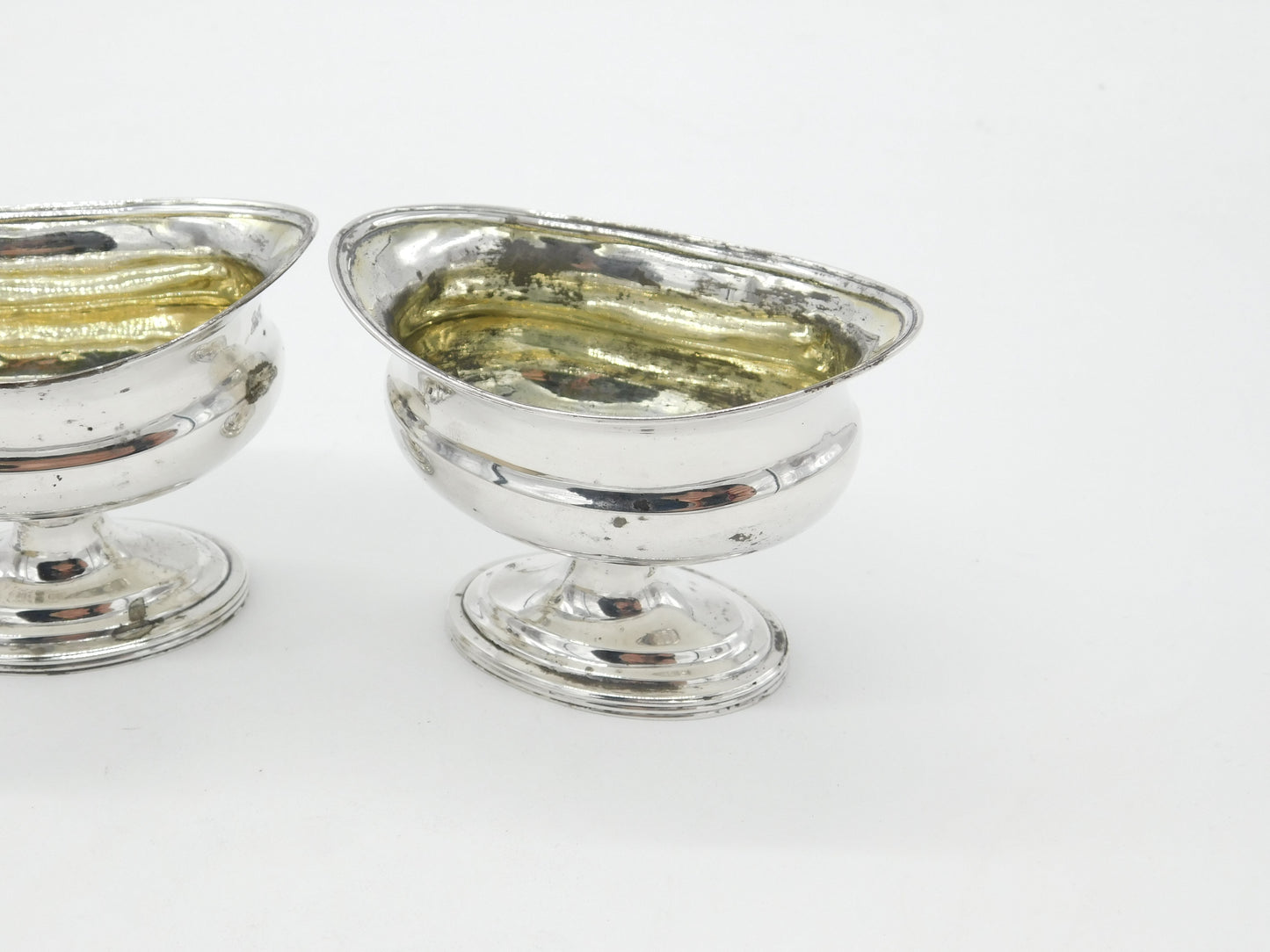 Georgian Pair Sterling Silver Pedestal Salt Cellars 1798 London Ebenezer Coker