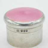 Sterling Silver Pink Guilloche Enamel Trinket Pot Antique 1916 London