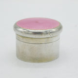 Sterling Silver Pink Guilloche Enamel Trinket Pot Antique 1916 London