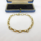9ct Yellow Gold Cable Link Chain Bracelet Vintage 1969 Birmingham 7" Length