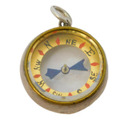 Edwardian Sterling Silver Travelling Compass Fob Pendant Antique 1902 Birmingham