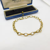 9ct Yellow Gold Cable Link Chain Bracelet Vintage 1969 Birmingham 7" Length