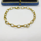 9ct Yellow Gold Cable Link Chain Bracelet Vintage 1969 Birmingham 7" Length