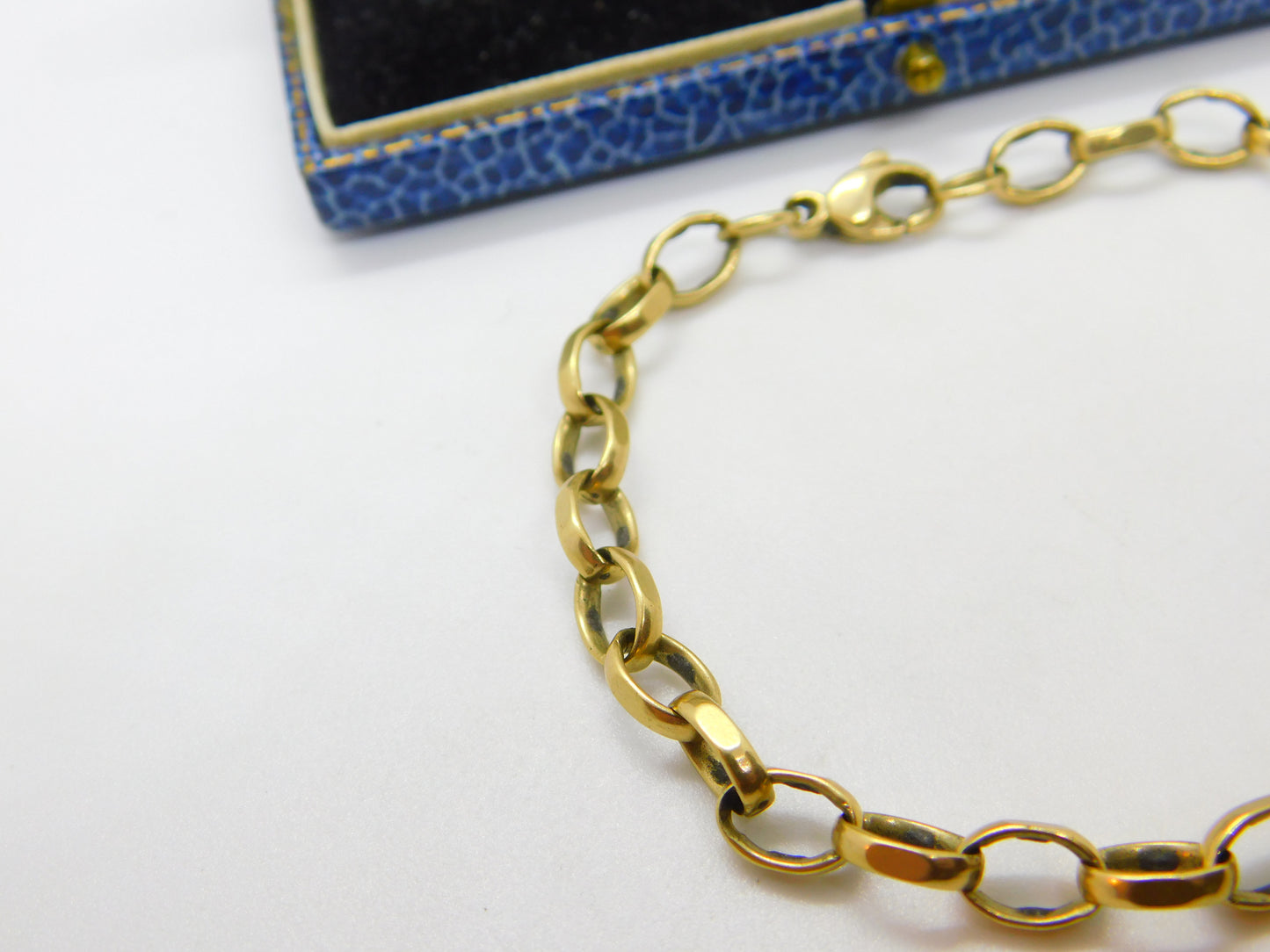 9ct Yellow Gold Cable Link Chain Bracelet Vintage 1969 Birmingham 7" Length