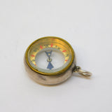 Edwardian Sterling Silver Travelling Compass Fob Pendant Antique 1902 Birmingham