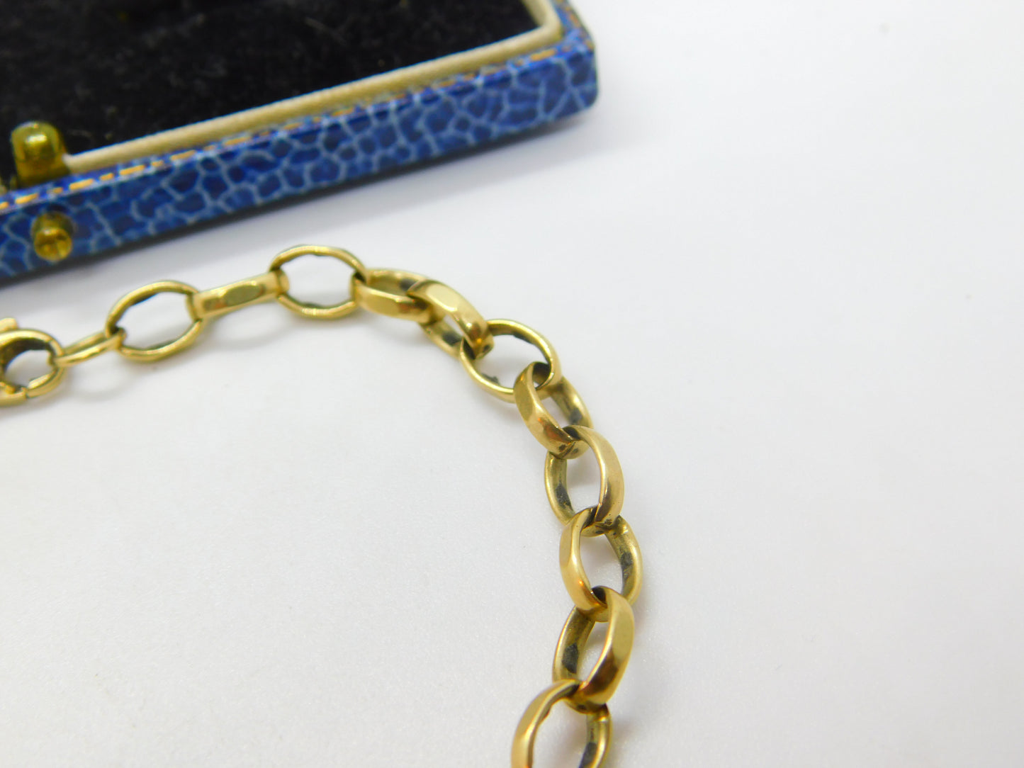 9ct Yellow Gold Cable Link Chain Bracelet Vintage 1969 Birmingham 7" Length