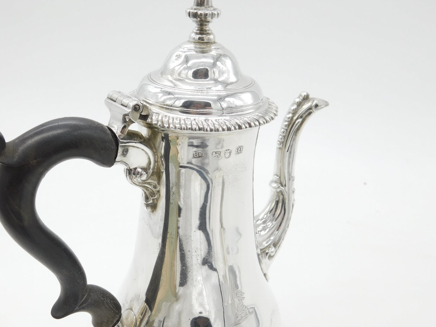 Georgian Sterling Silver Baluster Coffee Pot Antique London 1767 James Baker