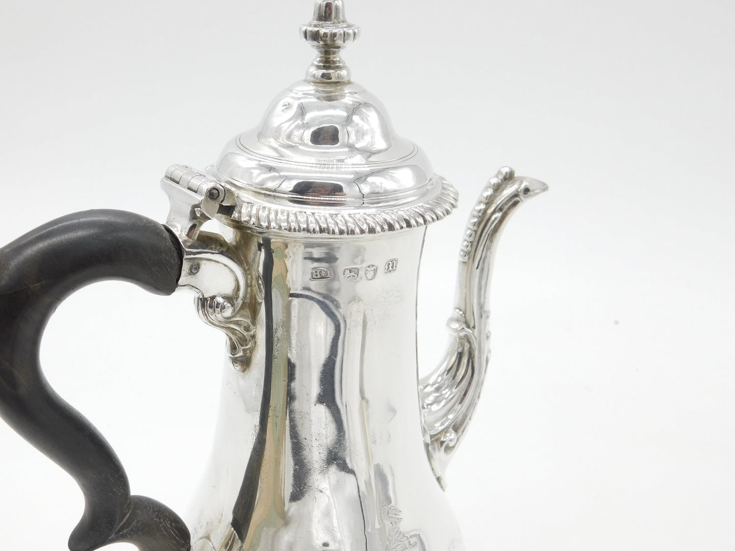 Georgian Sterling Silver Baluster Coffee Pot Antique London 1767 James Baker