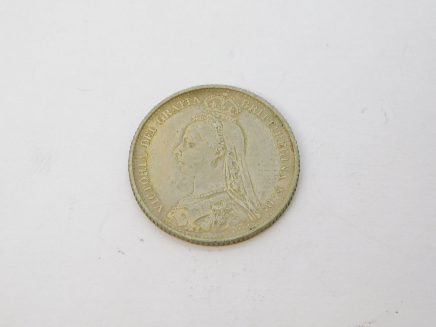 Uncirculated Queen Victoria .925 Silver Jubilee Head Sixpence Coin Antique 1887