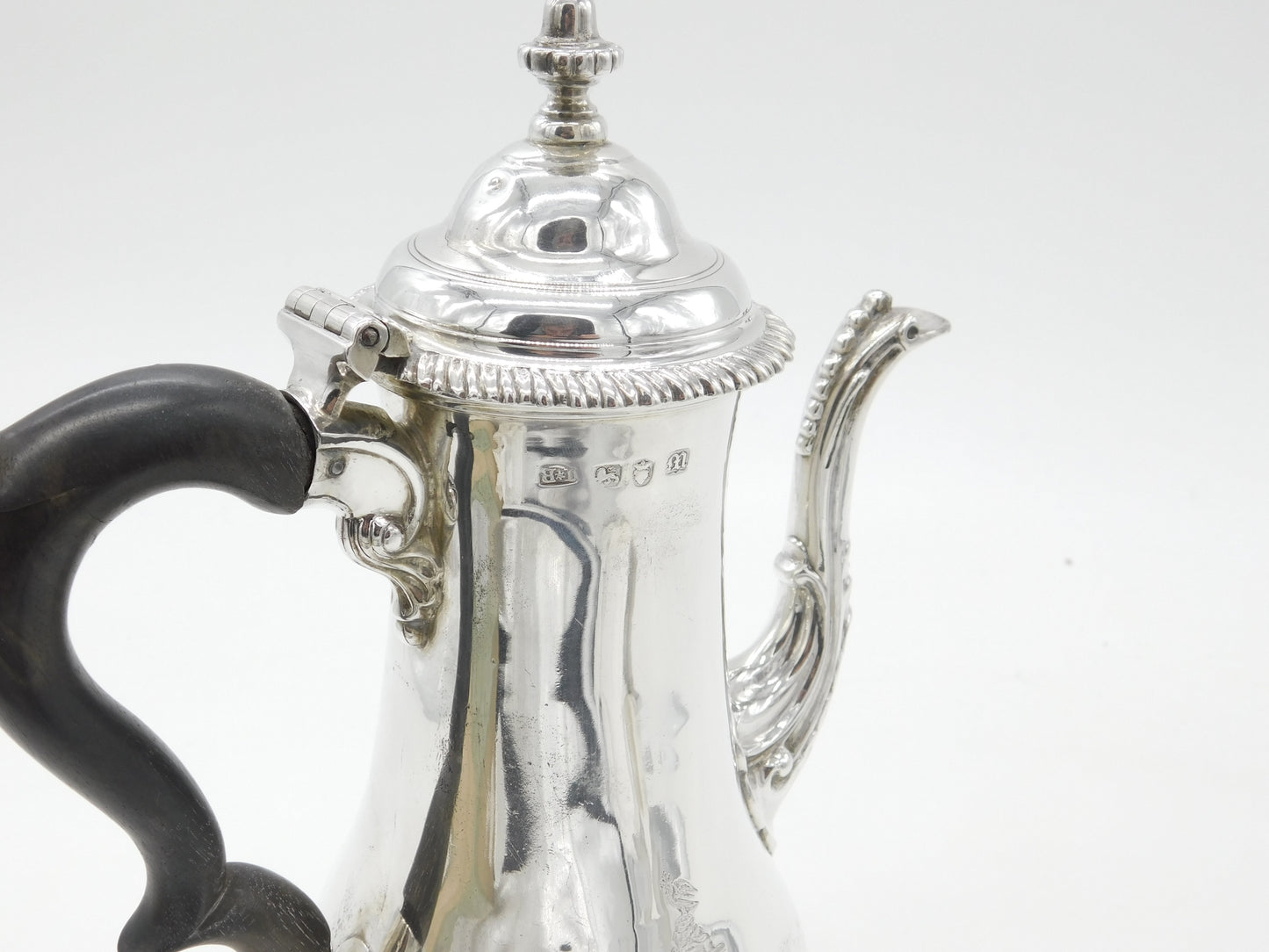 Georgian Sterling Silver Baluster Coffee Pot Antique London 1767 James Baker