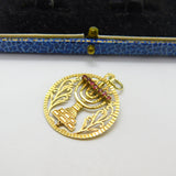 14ct Gold Spinning Jewish Menorah Ruby & Sapphire Set Pendant Vintage c1960