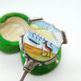 Edwardian Sterling Silver Enamel Falkland Islands Souvenir Spoon Antique 1909 Chester