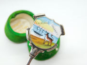 Edwardian Sterling Silver Enamel Falkland Islands Souvenir Spoon Antique 1909 Chester