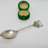 Edwardian Sterling Silver Enamel Falkland Islands Souvenir Spoon Antique 1909 Chester