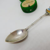 Edwardian Sterling Silver Enamel Falkland Islands Souvenir Spoon Antique 1909 Chester