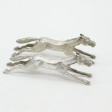 Pair of Cast Britannia Grade Silver Galloping Horse Knife Rests Antique c1930
