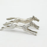 Pair of Cast Britannia Grade Silver Galloping Horse Knife Rests Antique c1930
