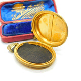 Large Victorian 9ct Yellow Gold Back & Forget-Me-Not Front Floral Locket Antique c1890