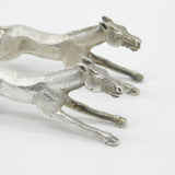 Pair of Cast Britannia Grade Silver Galloping Horse Knife Rests Antique c1930